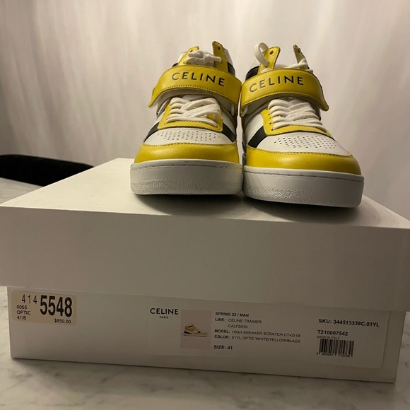 CELINE 🖤 Leather Velcro High Top Sneakers - Men’s Size 41 / Women’s Size 9 - Picture 10 of 13